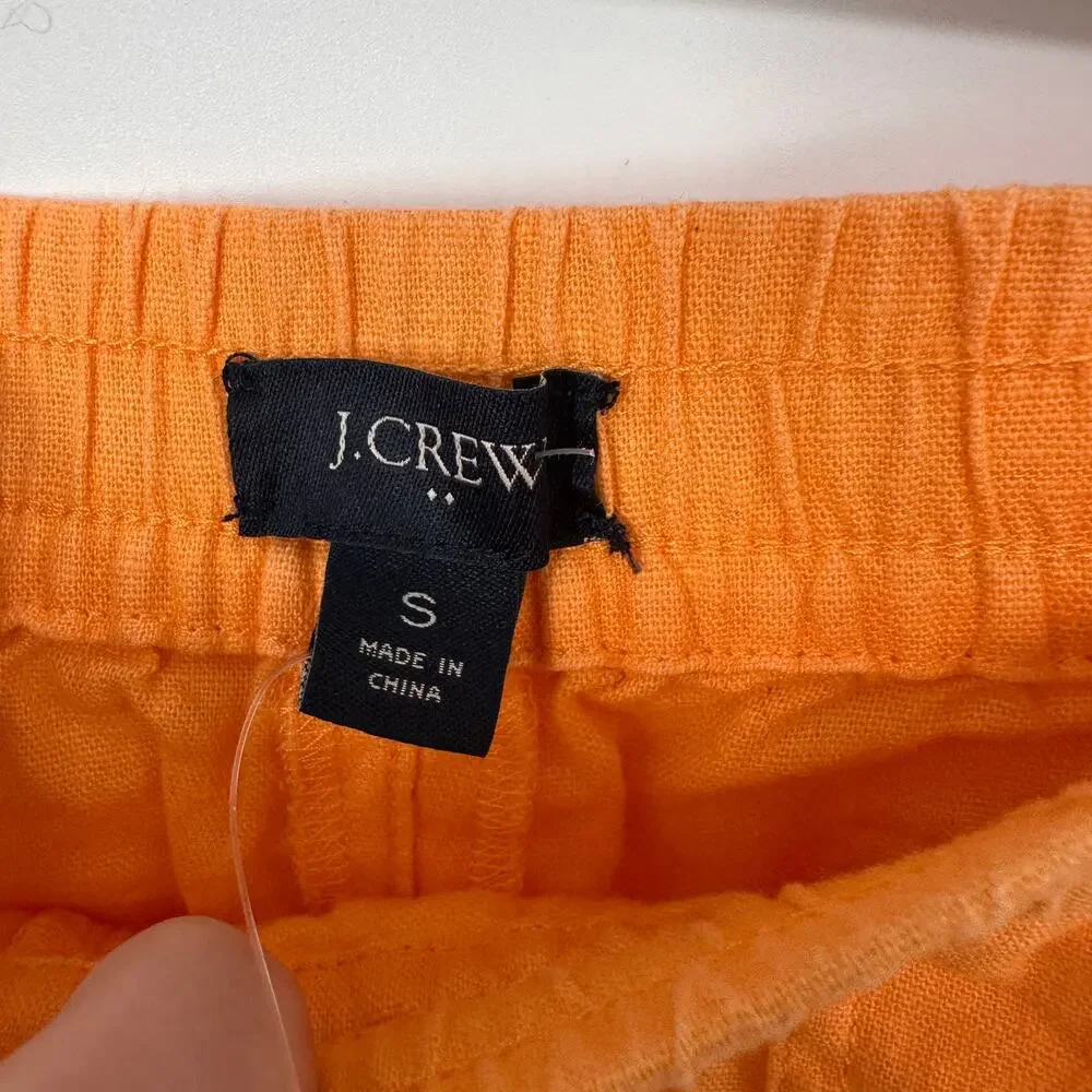 J. CREW NWT Orange Drawstring Linen Blend Shorts // S